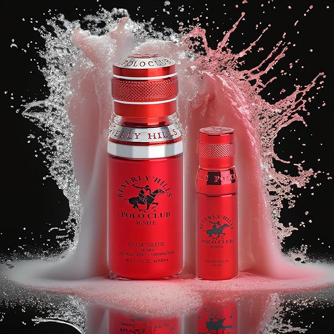 Beverly Hills Polo Club Cologne for Men Bonus Pack Designer Eau De Toilettes 3.4oz + 0.5oz 2 count (Ignite)