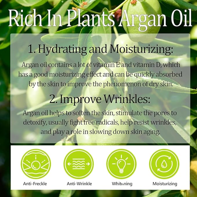 Argan Oil for Face, Argan Oil Skin Care Gift Set for Skin, Vitamin E Serum for Face, Dry Skin Care Routine Kit for Women, Deeply Moisturizing Skin Care for Dry Skin, Retinol & Vitamin E Cream