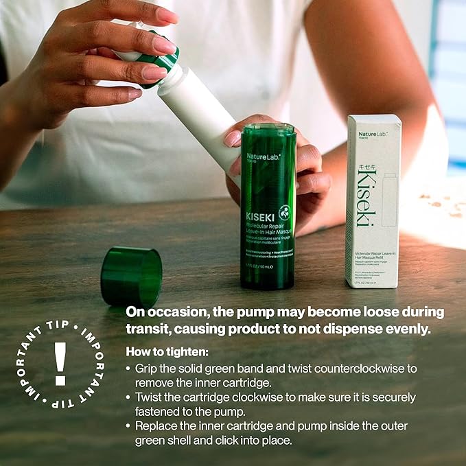 NatureLab.TOKYO Kiseki Molecular Repair Leave-In Hair Masque – Deep Conditioning Treatment to Restore, Strengthen & Bond Damaged Hair – Repair Split Ends, Add Shine & Smoothness – 1.7 Fl Oz