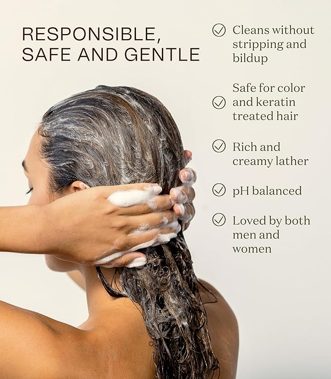 Non Toxic Vegan Shampoo with Organic Ingredients, Apple Cider Vinegar & Tea Tree Oil - Sulfate Free, Color Safe, Paraben Free, Gluten Free, Cruelty Free, pH Balanced (2-Pack)