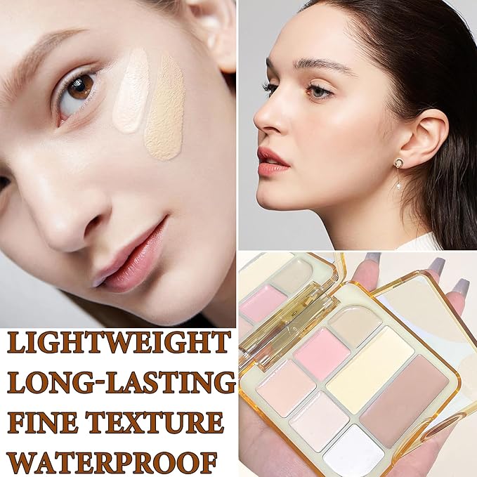 Soft Correcting Concealer Contour Palette,Concealer Cream Contour Makeup Palette,Contouring Foundation Highlighting Makeup Kit with Brush