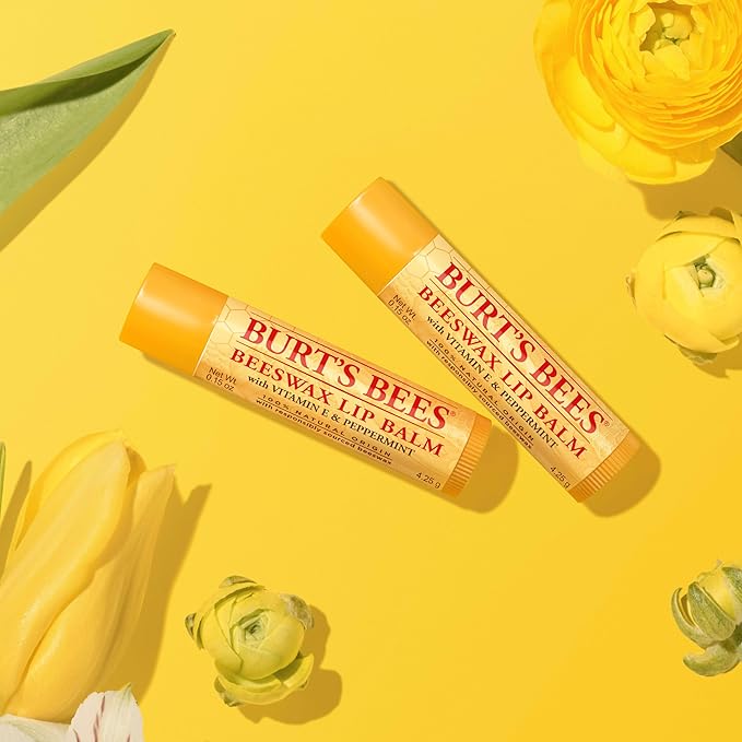 Burt's Bees Lip Balm Easter Basket Stuffers - Original Beeswax, Lip Moisturizer With Responsibly Sourced Beeswax, Tint-Free, Natural Conditioning Lip Treatment, 2 Tubes, 0.15 oz. (Pack of 2)
