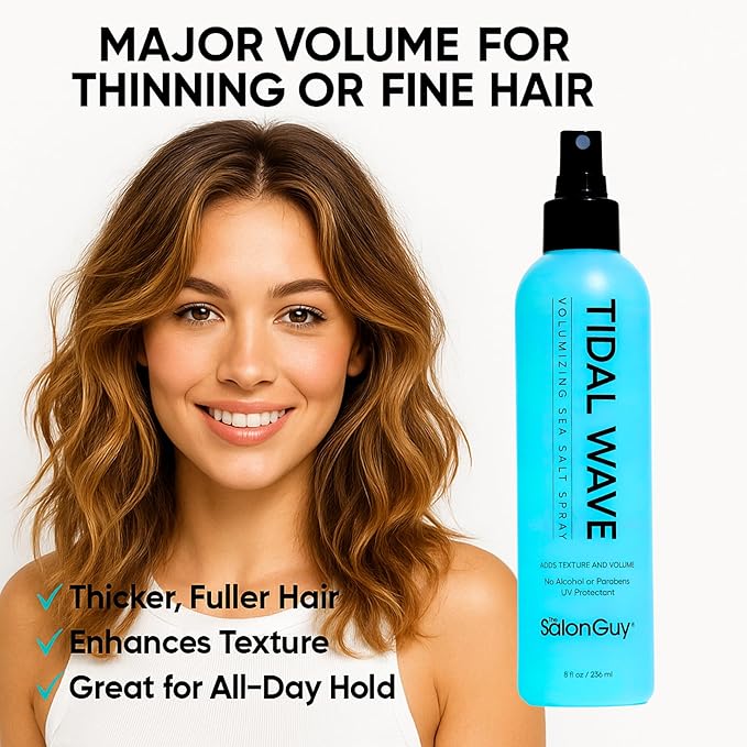 THESALONGUY Tidal Wave Sea Salt Spray – Texturizing & Volumizing Hair Spray for Beach Waves, Natural Texture & Lift – Styling Spray for Men & Women, 8 oz