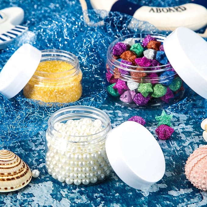 SATINIOR 24 Pieces Empty Clear Plastic Jars with Lids Round Storage Containers Wide-Mouth for Beauty Product Cosmetic Cream Lotion Liquid Butter Craft and Food (Transparent Lid, 4 oz)