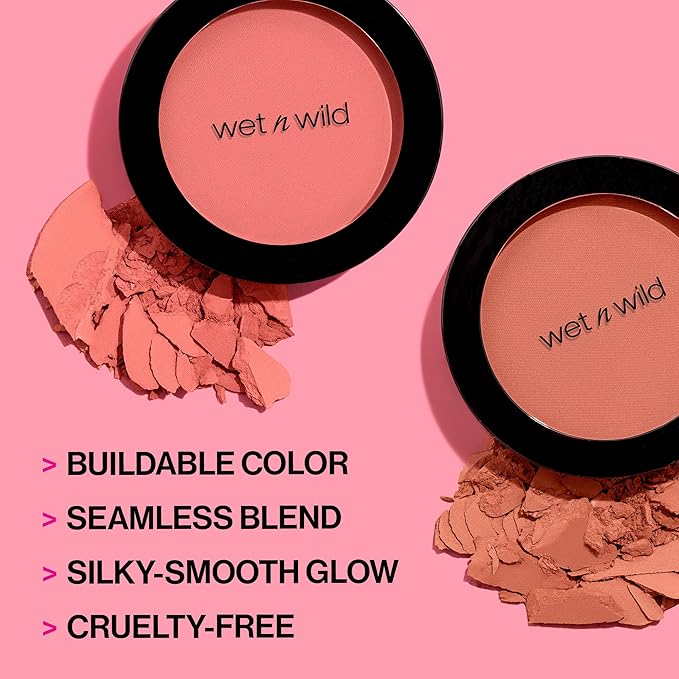 wet n wild Color Icon Blush, Effortless Glow & Seamless Blend infused with Luxuriously Smooth Jojoba Oil, Sheer Finish with a Matte Natural Glow, Cruelty-Free & Vegan - Pearlescent Pink