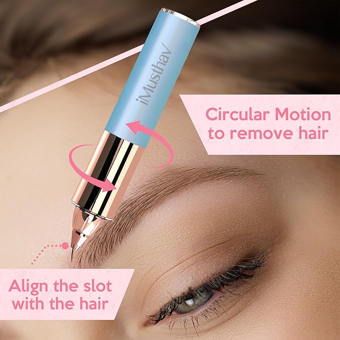 Portable Flawless Eyebrow Hair Remover for Women – Painless, Fast & Precise Flawless Electric Razor & Epilator for Eyebrow, Nose, Ear Hair Removal – 18K Gold-Plated, 360° LED Light
