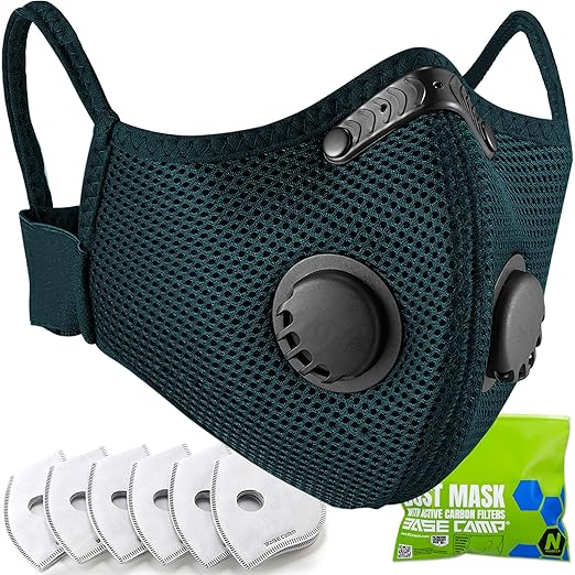 BASE CAMP Family Pack Dust Mask, Breathable Reusable Respirator Mask with 6 Activated Carbon Filters(Dark Tiber)