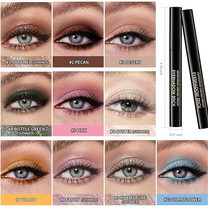 Eyeshadow Stick Matte Eye Shadow Pencil Cream to Powder Eye Brightener Crayon Long-Lasting Crease-Proof Neutral Eyeshadow Buildable & Blendable High Pigmented Eye Liner Makeup for Women, 2 PECAN