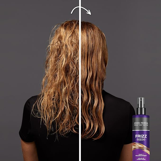 John Frieda Frizz Ease Daily Nourishment Leave-In Conditioner, Detangles Frizzy, Damaged Hair, Reduces Breakage, Protects Against Heat, with Vitamins A, C, E & Green Tea Extract, 8 Oz, Pack of 2