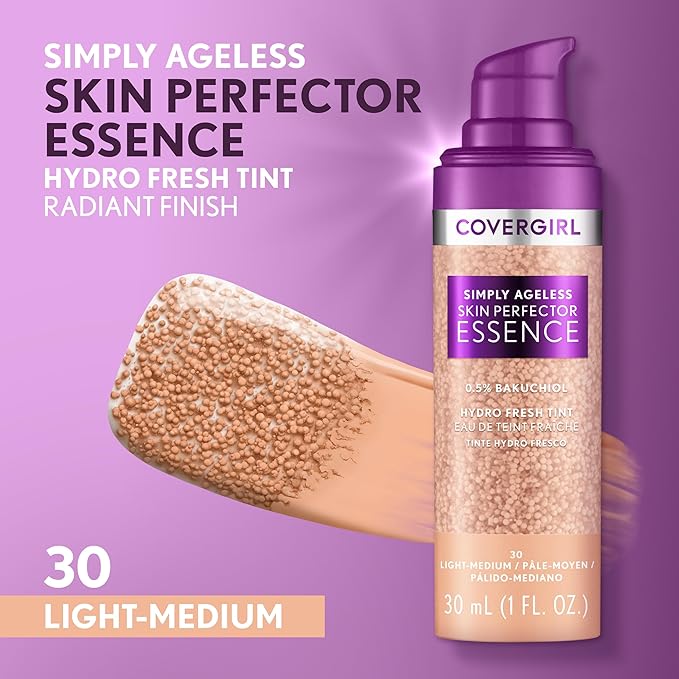 Covergirl Simply Ageless Skin Perfector Essence Foundation Bundle with Shades 50 Medium-Tan and 30 Light-Medium, 1oz Each