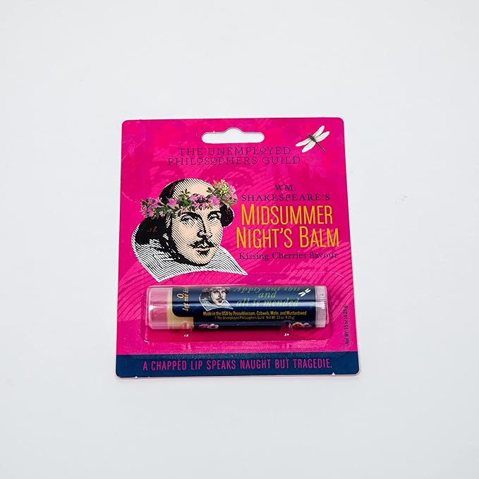 Shakespeare's Midsummer Night's Lip Balm Tube, Cherry Flavored - Cruelty-Free and Made in the USA from Natural and Imported Ingredients
