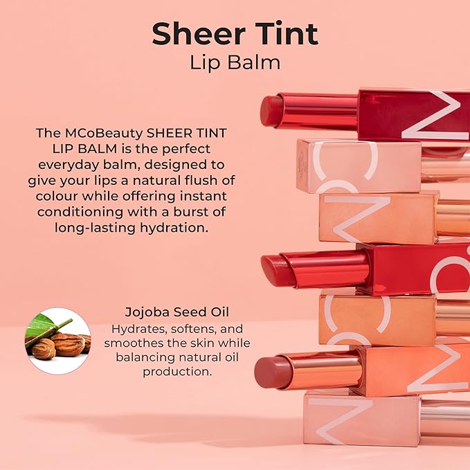 MCoBeauty Sheer Tint Lip Balm, Bella Vita, Nourishing Tint for Healthy, Luscious Lips, Vegan, Cruelty Free Cosmetics