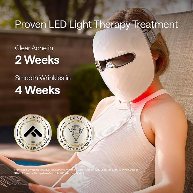Ulike ReGlow LED Light Therapy Mask, Red Light Therapy for Face, 4 Modes with Red, Blue, Yellow & Infrared Red Lights for Reduce Acne & Anti-Aging, Eye-Protection, 272 Beads, Remote Control