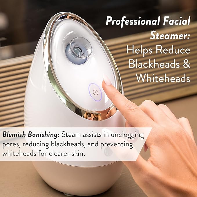 Facial Steamer SPA+ by Microderm GLO - Best Professional Nano Ionic Warm Mist, Home Face Sauna, Portable Humidifier Machine, Deep Clean & Tighten Skin, Daily Hydration for Maximum Serum Absorption