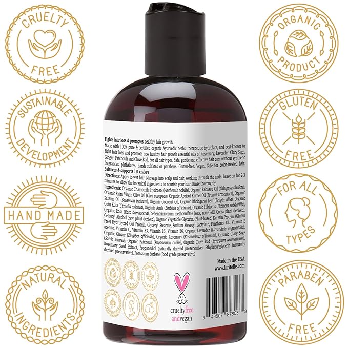 Organic Travel Size Conditioner 2 oz | Fortifying, Strengthening & Rejuvenating | Stops Hair Shedding, Promotes Hair Growth | Ayurvedic Herbs, Lavender, Ginger, Rosemary, Patchouli & Cloves