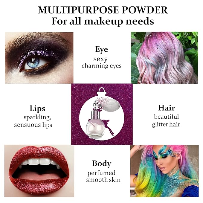 Highlighter Powder Spray, Longwear Glitter Spray for Body, Face, Hair, Shimmer Powder High Gloss Loose Powder Makeup Mist for Festive Party, Stage Shows, Nightclubs, Bar(3#Nude Pink)