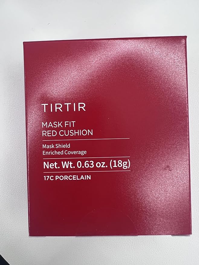 TIRTIR Mask Fit Red Cushion Foundation | Full coverage, Weightless, Skin fit, Satin Glow Finish, Korean Makeup, beauty, Tattoo cover up, Buildable (#17C Porcelain, 0.63 Fl Oz)