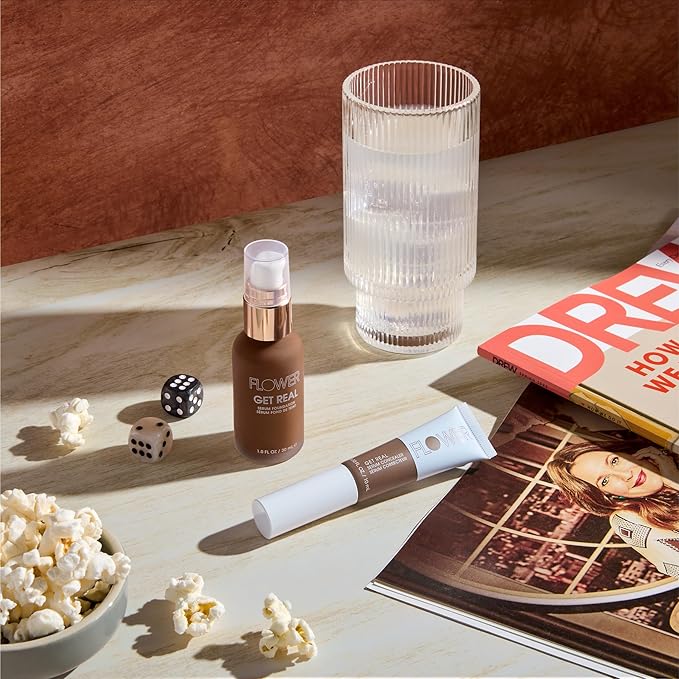 FLOWER BEAUTY By Drew Barrymore Get Real Serum Concealer - Brightens Skin + Blurs Blemishes - Hydrating Serum- Light