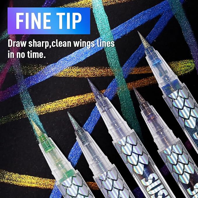 Chameleon Multi-Chrome Liquid Eyeliner, Green Blue Purple Color Shifting Shimmery Eye Liner, Waterproof Long Lasting Colored Glitter Eye Makeup Pen Eyeliners,#2 Baroque Emerald