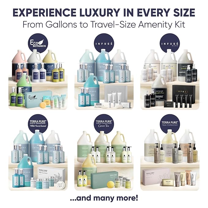 Amenity Kit | Boxed Hotel Toiletries | Bulk Set 1oz Travel Size Shampoo, Conditioner, Lotion, Body Wash & Body Bar Soap for Guest Hospitality AirBnB/Vacation Rentals | 1 set per case