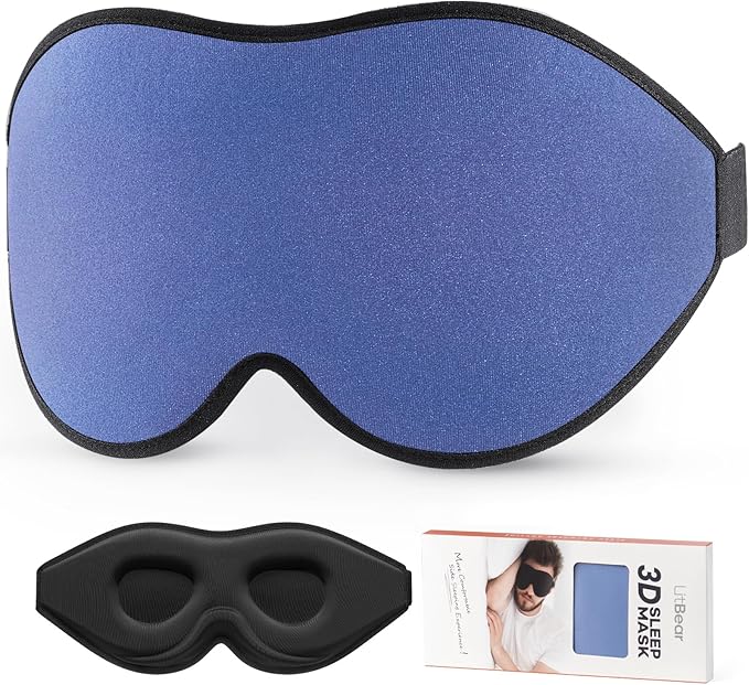 LitBear Sleep Masks, Light Blocking Eye Mask Sleeping for Women Men Side Sleeper, Soft 3D Comfortable Sleeping Mask with Adjustable Elastic Strap for Travel