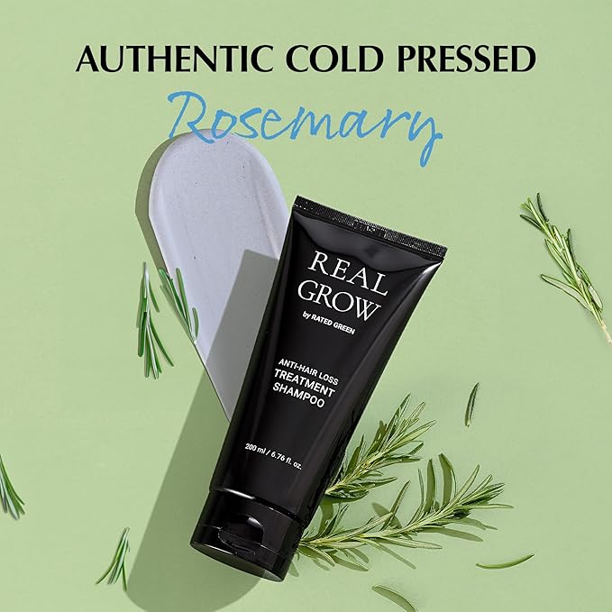 RATED GREEN REAL GROW Anti Hair Loss Treatment | Hair Strengthening Shampoo for Thinning Hair | Organic Rosemary Shampoo for Women 6.76 fl oz