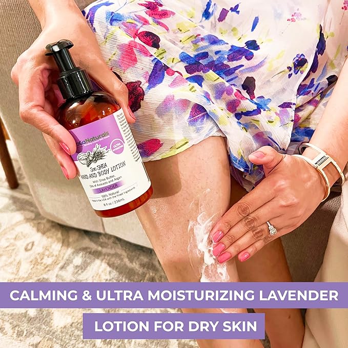 RaGaNaturals Lavender Shea Butter Hand and Body Lotion, 8 Fl Oz - Moisturizing, Plant-Based, Vegan, with Argan, Avocado Oil & Vitamin E