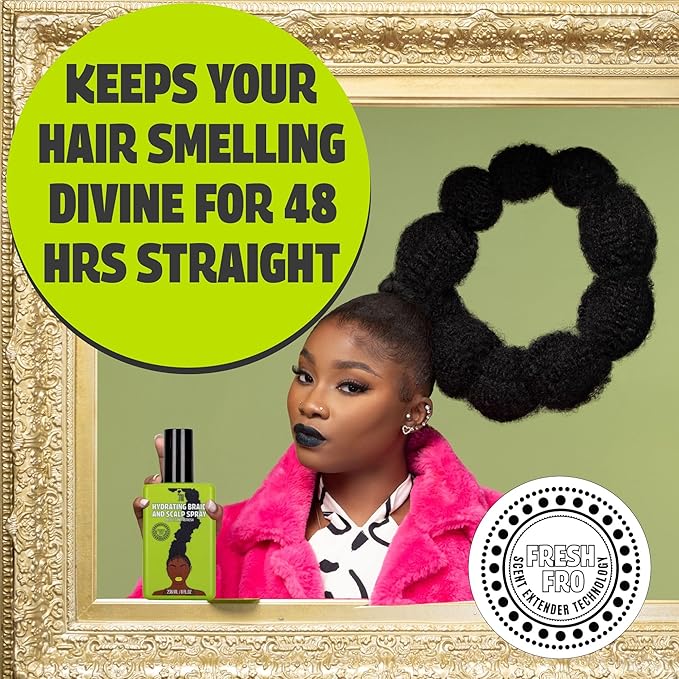 Pardon My Fro Braid & Scalp Hydrating Spray – Moisturizing Scalp Health Treatment for Dry, Itchy Scalp, Hair Hydration, Non-Oily Leave-In Spray for Women, Hyaluronic Acid Infused Hair Care Solution.