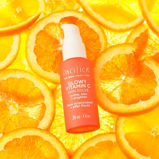 Pacifica Beauty Glow Baby Brightening Setting Mist & Glowy Vitamin C Skin Solve Set, Skincare, Suncare, SPF 45, UVA/UVB, Blue Light Protection, Primer, Vegan, 1.7 fl oz and 1 fl oz (Set of 2)