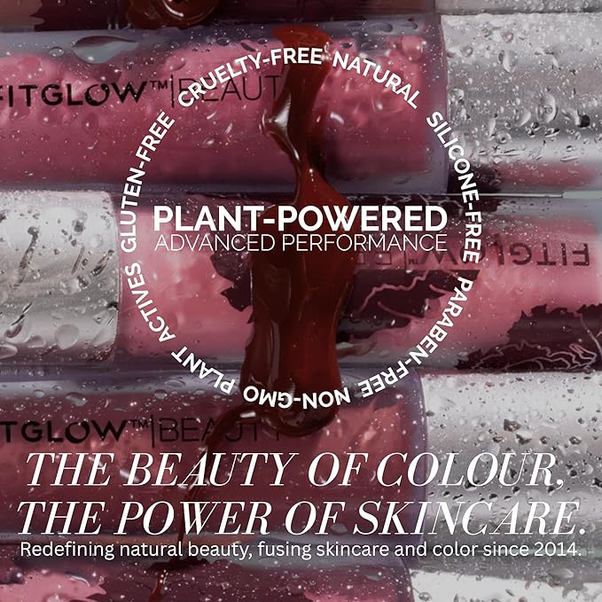 FITGLOW Beauty Lip Colour Serum | Hydrating Lip Gloss | Plumping Anti-Aging Lip Treatment | Natural Shine with Pomegranate Sterols & Collagen | Buildable Color for Dry Chapped Lips | Root - 10g