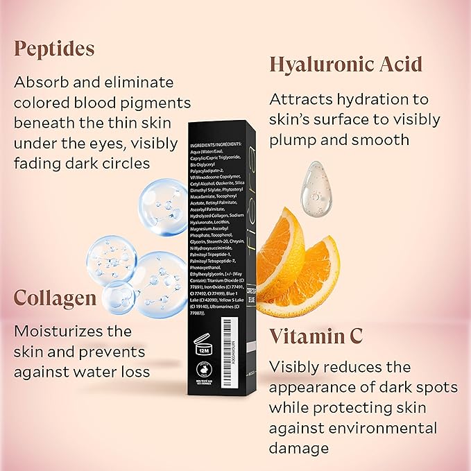 Fièra Luxury Concealer with Anti-Aging - All Day Coverage for Dark Circles, Fine Lines, Wrinkles & Spots - Dark, 0.5 Ounce