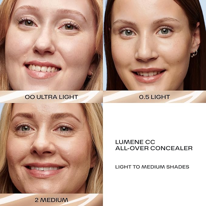 Lumene Under Eye Concealer - CC All-Over Hydrating Concealer with Medium Coverage - Multi-Tasking Under Eye Makeup Infused with Hyaluronic Acid with a Skin-Like Finish - 0.5 Light (0.3 fl oz)