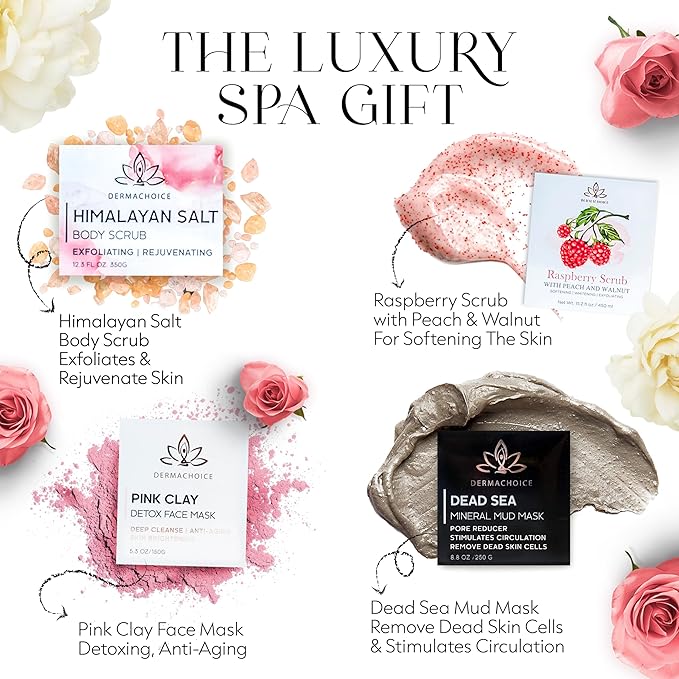 Luxury Spa Gift Set for Women - 9 Piece Self Care Package for Women, Birthday Gifts for Women - Full Size Spa Set with Plant-Based Superfoods, Minerals, & Vitamins - Gifts for Her Box