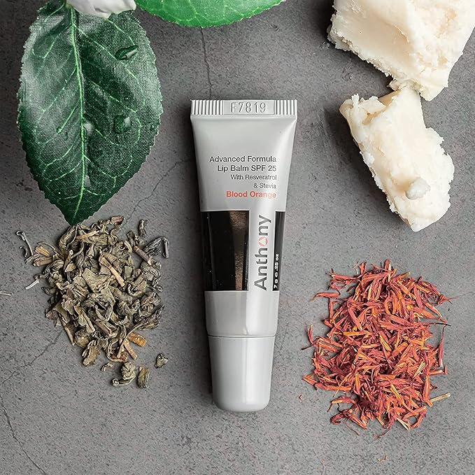 Anthony 25 SPF Lip Balm with Sunscreen for Lips – Contains Green Tea Extract, Shea Butter & Vitamin E – Moisturizing Repair Care Treatment for Chapped & Dry Lips - Blood Orange Flavor - 4 Pack