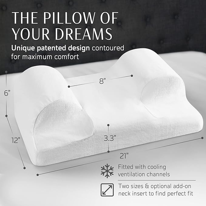 YourFacePillow- Back Sleeper Beauty Pillow, Cervical Neck Pillow, Patented Contour Memory Foam Pillow, Ergonomic Neck, Back and Shoulder Support. Back Sleeping Reduces Pressure on Skin - Large