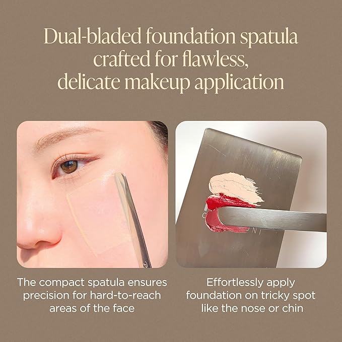 Korean Piccasso Brush Makeup Spatula + Sponge 2P Set – Professional Makeup Tools with Precision Spatula and 2 Soft Sponges, Ideal for Blending Foundation, Cream, or Liquid Makeup