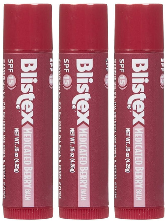 Blistex Medicated Berry Lip Balm, 3 pack