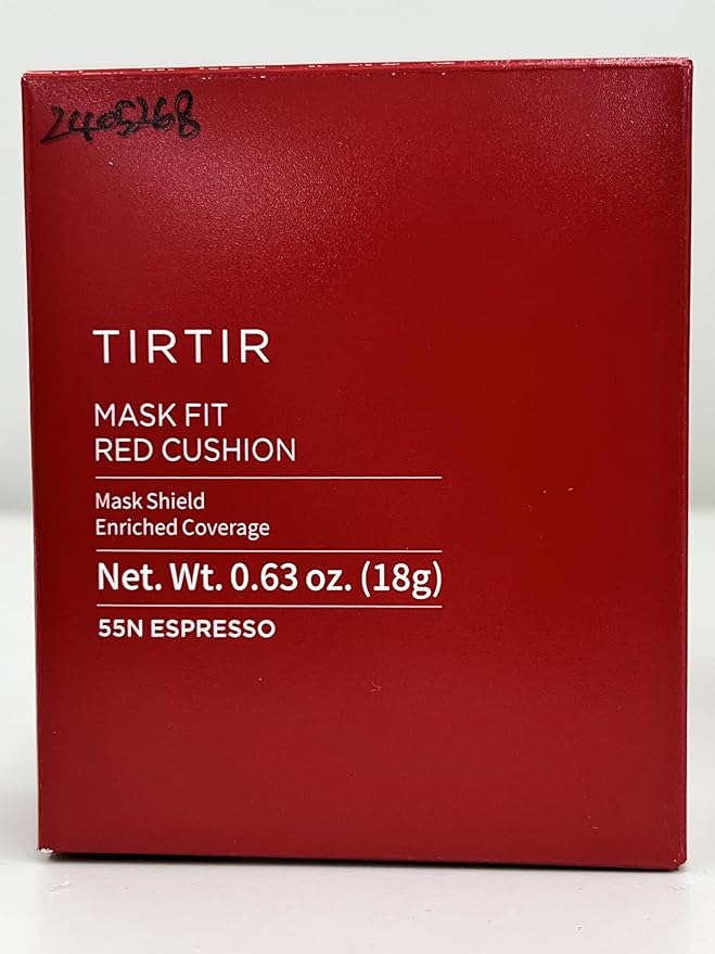 TIRTIR Mask Fit Red Cushion Foundation | Full coverage, Weightless, Skin fit, Satin Glow Finish, Korean Makeup, beauty, Tattoo cover up, Buildable (#55N Espresso, 0.63 Fl Oz)