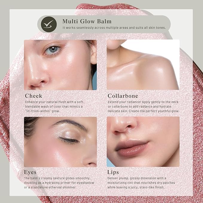 Multi Glow Balm, Cream Blush for Cheeks, Blush Balm Face Makeup, Radiant Finish, Hydrating, Creamy, Lightweight & Blendable Color, Vegan Face Balm, 0.63 Oz (Pink Camellia)