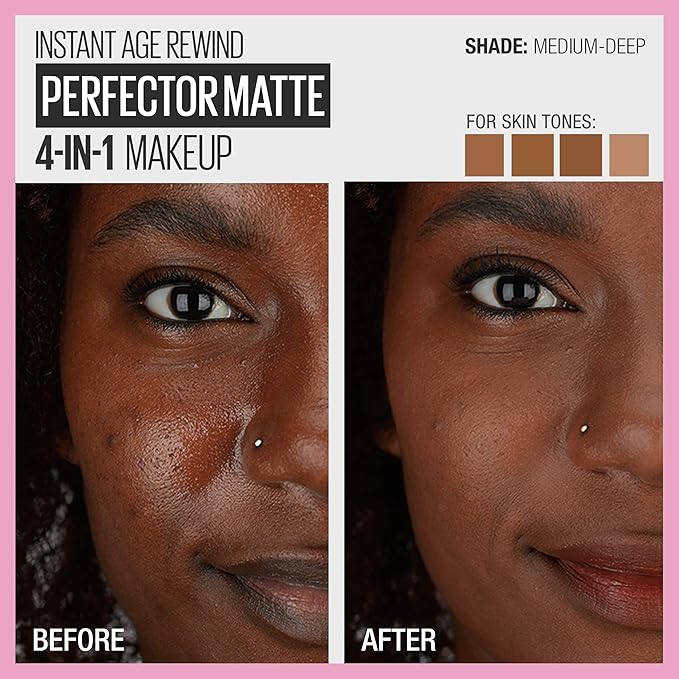 Maybelline Instant Age Rewind Instant Perfector 4-In-1 Matte Makeup, 04 Medium/Deep, 1 Count (Pack of 2)