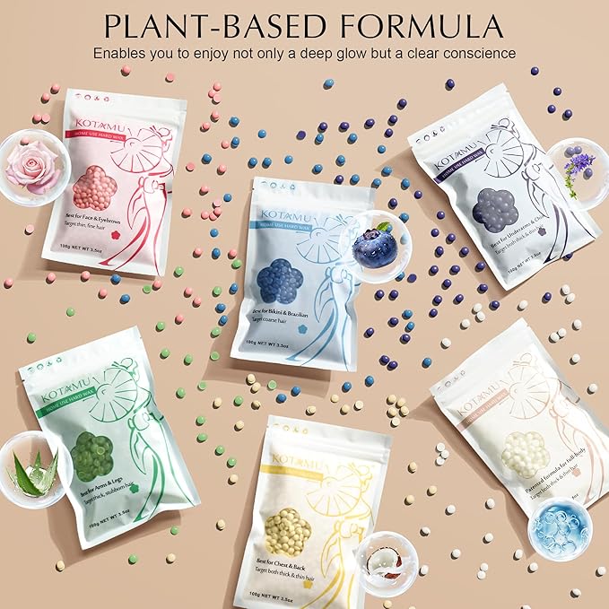 KOTAMU Waxing Kit for Women & Men, Wax Warmer for Hair Removal, Digital Wax Kit with SiliconePot，Ideal for Face Eyebrow Arm Legs Armpit &Sensitive Skin, Purple Waxing Machine With 44 Accessories