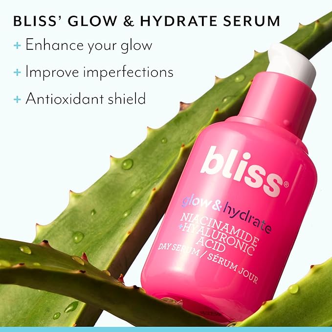 Bliss Glow & Hydrate Niacinamide Serum | 5% Niacinamide + Hyaluronic Acid + Antioxidants | Clinically Balanced for Brighter, Smoother, Hydrated Skin |Clean, Vegan & Cruelty-Free | 1 Fl Oz