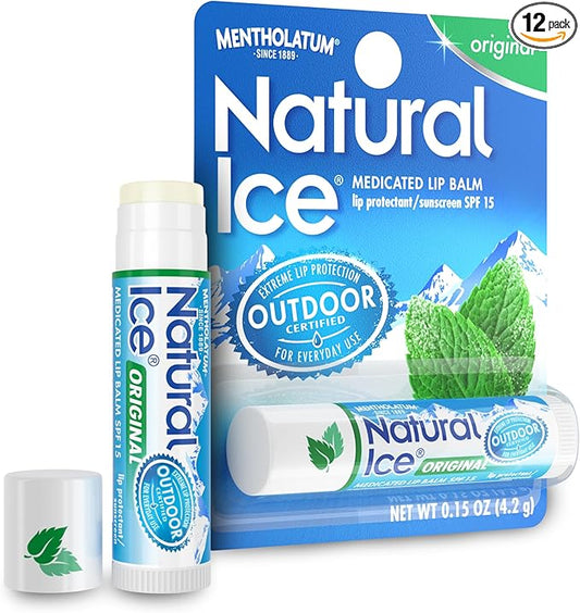 Natural Ice Original SPF 15 Medicated Lip Balm - 12 Count Pack