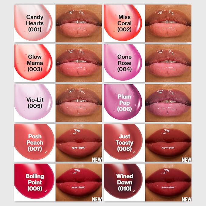 REVLON Super Lustrous Glimmer Lip Oil, Moisturizing & Tinted, Shiny Finish, Made with Plant-Based Squalane, 001 Candy Hearts, 0.13 fl oz