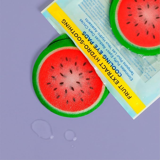 SpaLife Watermelon Cooling Eye Pads, 48 Hydrating Under Eye Patches for Puffiness, Dark Circles, and Tired Eyes, Infused with Hyaluronic Acid, Glycerin, and Vitamin C, Fruity Scent