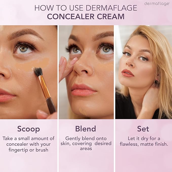 Waterproof Concealer Cream, Full Coverage Waterproof Makeup, Color Match Promise by Dermaflage, 6g