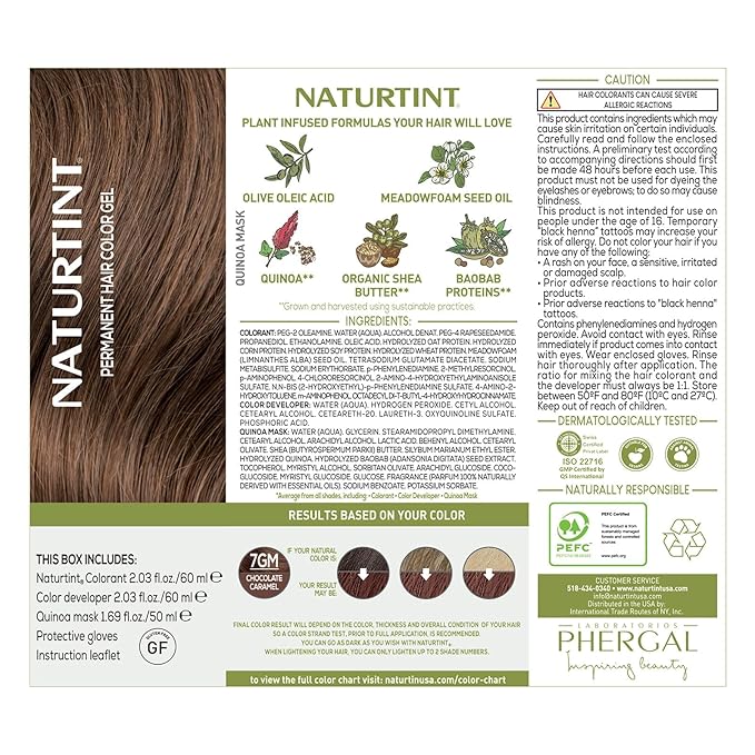 Naturtint 7GM Chocolate Caramel Permanent Hair Color (Pack of 6), Ammonia Free, Vegan, Cruelty Free, up to 100% Gray Coverage, Long Lasting Results (Packaging may vary)