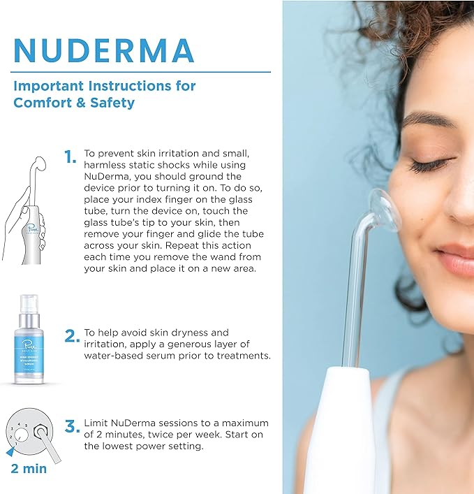 NuDerma Professional Skin Therapy Wand - Portable Skin Therapy Machine with 6 Neon & Argon Wands – Boost Your Skin – Clear Firm & Tighten