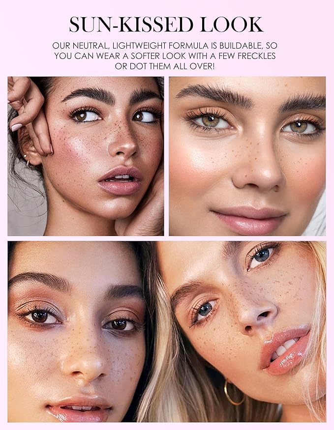 Erinde Waterproof Freckle Stamp Pen, Dual Ended Fake Freckle & Black Liquid Eyeliner, Long Lasting Quick Dry Faux Freckles Stamp Freck Pen for Natural Sunkissed Makeup, 02 Medium