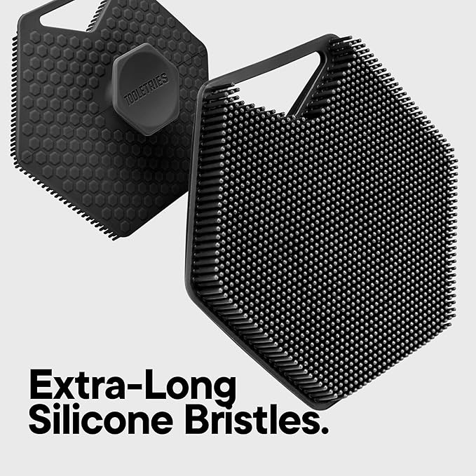 TOOLETRIES Body Scrubber 2.0 – Premium Silicone Scrubber for Cleaning, Exfoliating and Invigorating Your Skin – Extra Long Lather Boosting Bristles with Ergonomic Handle, Long-Lasting & Easy to Clean